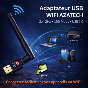 Adaptateur USB WiFi AZATECH 2.4 GHz – 150 Mbps – USB 2.0 avec Antenne Externe