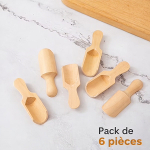 Lot de 6 Petites Pelles en Bois – Cuillères Doseuses Naturelles Multi-Usage